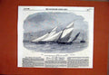 Old Antique Print 1856 Royal Thames Yacht Club Match Amazon Secret Grays 19th