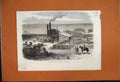 Original Old Antique Print Boiling Sheep Australia 1868 Horse Men Working 19th