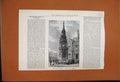 Original Old Antique Print Eleanor Cross Waltham Herts 1885 Building Victorian