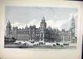 Original Old Antique Print Government Offices Whitehall War Department 1884 19th