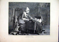 Original Old Antique Print 1871 Nurse Little Baby Cot Sleeping Fine Art 19th