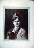 Original Old Antique Print 1882 Sepia Princess Emineh Khedive Egypt Victorian