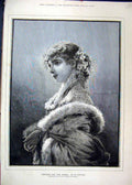 Original Old Antique Print 1883 Woman Dressed Opera Beautiful 19th