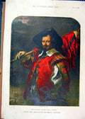 Original Old Antique Print 1856 Colour Standard Bearer George Leighton Victorian