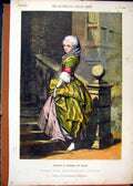 Original Old Antique Print 1856 Colour Haddon Hall Derbyshire Woman Beauty 19th