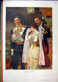 Original Old Antique Print Colour 1885 Men Woman United Service Romance 19th