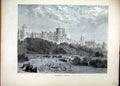 Original Old Antique Print 1871 View Windsor Castle Queen Building Victorian