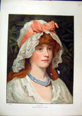 Original Old Antique Print 1883 Portrait Beautiful Woman Olivia Colour Victorian
