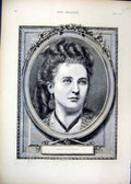 Original Old Antique Print 1874 Portrait Arabella Goddard Beautiful Victorian