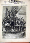 Original Old Antique Print 1880 University Boat Race Comedy Celebrations 19th