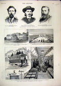 Original Old Antique Print 1883 Electric Tramcar Kew Bridge Wrotham House War