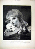 Original Old Antique Print Portrait Beautiful Little Girl 1894 19th