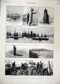 Original Old Antique Print 1892 Fishing Industry Ireland Cliffs Moher Valencia