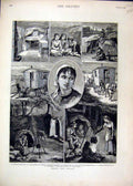 Original Old Antique Print 1880 Gipsies Van Children Tent Camp Wormwood Scrubs