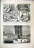 Original Old Antique Print 1881 University Utrecht Sanitary Medical Exhibition