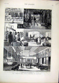 Original Old Antique Print 1877 American Meat Supply Liverpool Railway Station