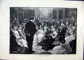 Original Old Antique Print 1890 Humorous Recitation Party Man Speaking Laughing