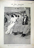 Original Old Antique Print 1895 Advert Theatre Audience Comedy Sketch Hardy 19th