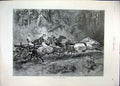 Original Old Antique Print Pony Race 1885 Horses Country Scene 19th
