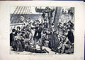 Original Old Antique Print 1871 Board Emigrant Ship Families Looking Victorian