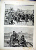 Original Old Antique Print 1891 Newfoundland Cod Fishery Fleet Doris Boat 19th