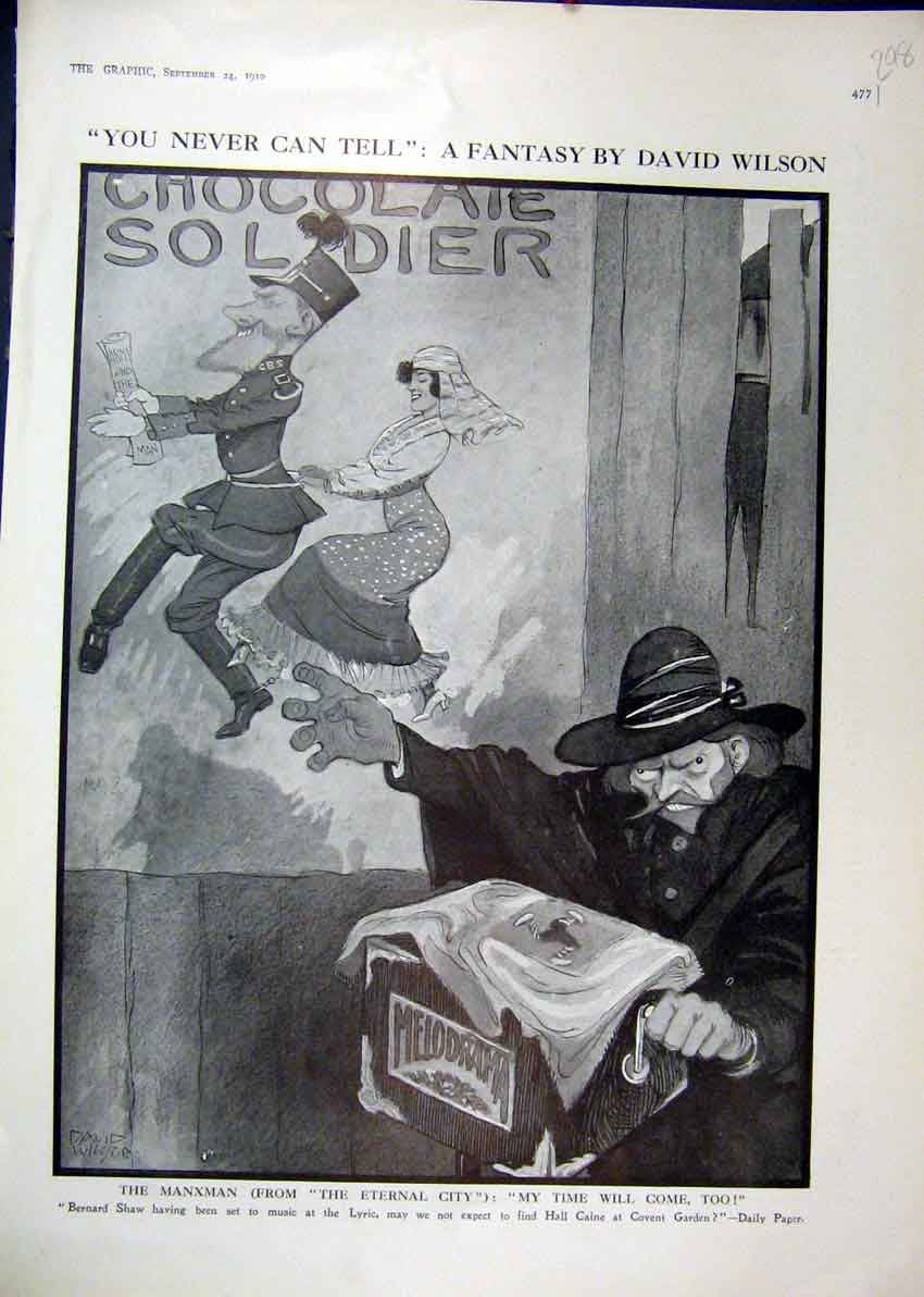 Old Antique Print 1910 Covent Garden Theatre Manxman Eternal City Fantasy 20th