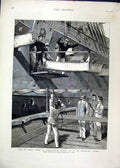 Old Antique Print Gerald Graham Suakim 1885 Wounded Hospital Ganges Ship 19th