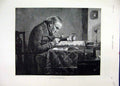 Old Antique Print 1891 Naturalist Man Glass Butterflies Stacey Marks Art 19th