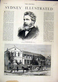 Original Old Antique Print 1879 Sydney Houses Assembly Daniel Cooper Chairman