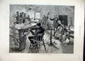 Original Old Antique Print 1888 Village Philharmonic Rehearsal Music Victorian