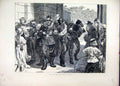 Original Old Antique Print 1871 Victors Off Duty Berlin Germany Street Scene