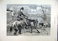 Original Old Antique Print 1886 Horse Woman Rider Water Wet Dog Shaking 19th