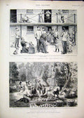 Original Old Antique Print Harvest-Time Orange Grove 1892 Siers Dog Washing 19th