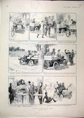 Original Old Antique Print 1902 Ripley Road Driving Car Horse Carriage 20th
