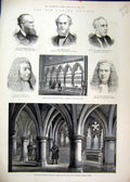 Original Old Antique Print 1882 Lawer Knights Royal Court Justice Arcade Central