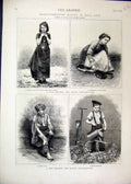 Original Old Antique Print 1875 Girl Boy Reclamation Arab Gardener Maid Poor