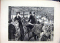 Old Antique Print 1872 Sketch Rotten Row Rich Families Horse Riding Trees 19th