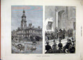 Original Old Antique Print Sydney Town Hall 1880 Commemoration University 19th
