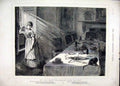 Original Old Antique Print Cleaner After Party 1875 Mess Dinner Table Cat Brush