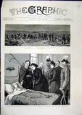 Original Old Antique Print Queen Railway Siers Soudan Netley Hospital 1885 19th