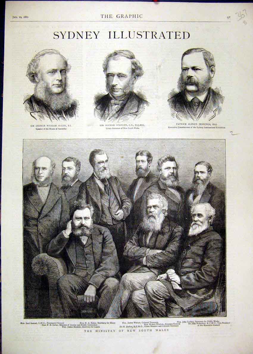 Old Antique Print 1880 Ministry South Wales Australia Watson Baker Alfred 19th