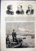 Original Old Antique Print 1875 Trout Fishing Lochleven Thirlwall Bishop Locock
