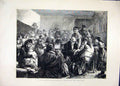 Original Old Antique Print District Vaccinator 1871 East-End London Crying Baby