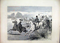 Original Old Antique Print 1870 Huntng Horses Jumping Women Men Riders Victorian