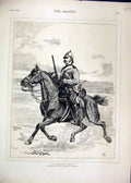 Original Old Antique Print Dragoon Scout 1875 Horse Sier Sketch 19th