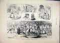 Original Old Antique Print 1878 Norman Cider Orchard French Artist Bowls Sketch