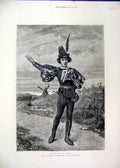 Original Old Antique Print 1872 Actor Studying Part Windmill Country Scene 19th