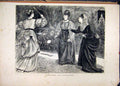 Original Old Antique Print 1871 Women Sport Battledoor Shuttlecock Garden Play