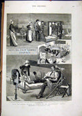 Original Old Antique Print 1885 Gerald Graham Suakim Hospital Ship Ganges Ward