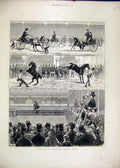 Original Old Antique Print Parisian Horse Show 1872 Trotters Tricks Jumping 19th